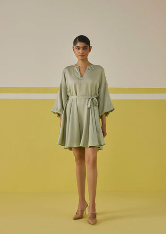 A Model Wearing Multicolor Daisy Mint Tencel Dress, curated by Only Ethikal