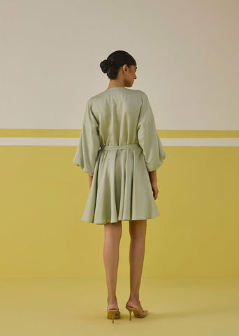 A Model Wearing Multicolor Daisy Mint Tencel Dress, curated by Only Ethikal