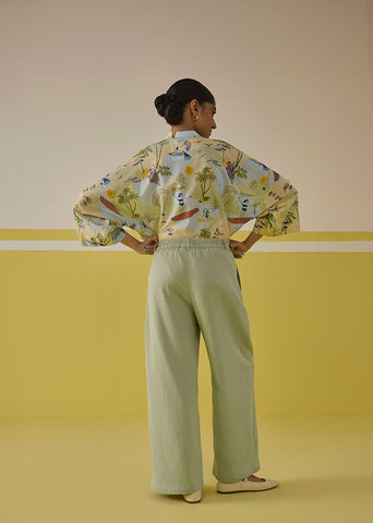 A Model Wearing Organic Cotton Double gauge Embrace Joy Organic Cotton Trousers , curated by Only Ethikal