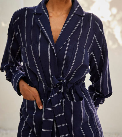 A Model Wearing Blue Pure Cotton Talk To Me Co-ord Set,curated by Only Ethikal