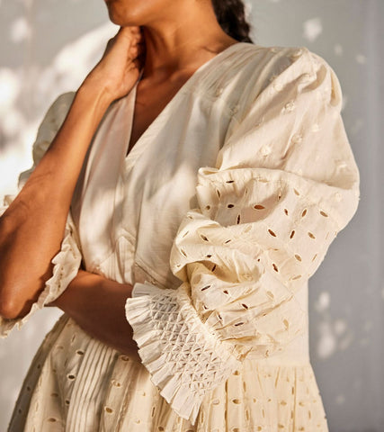 A Model Wearing White Pure Cotton Dreaming Of You Dress curated by Only Ethikal