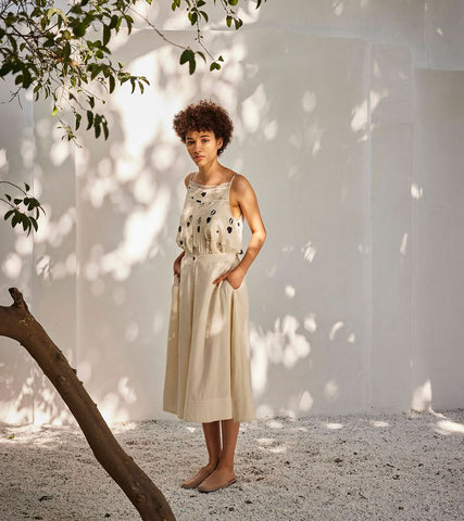A Model Wearing White Pure Cotton Sweet Mist Culottes curated by Only Ethikal
