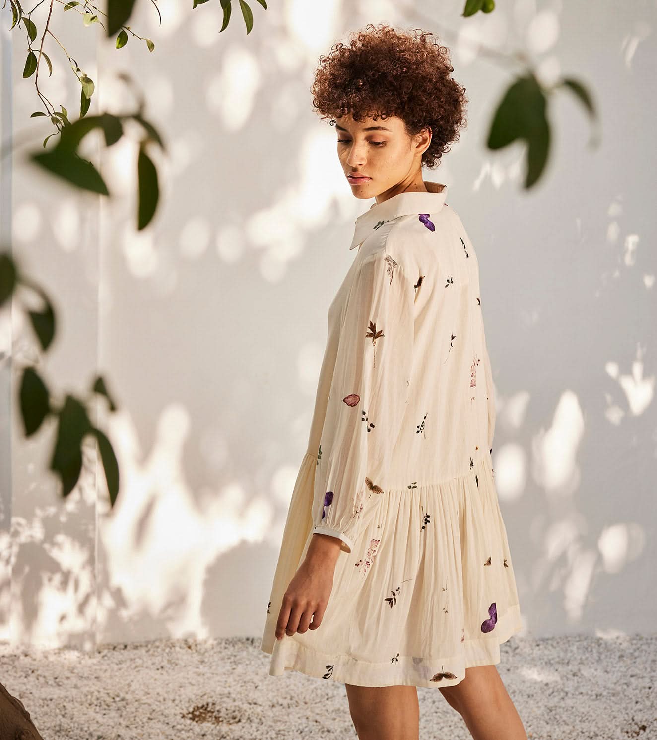 A Model Wearing Multicolor,Pure Cotton Secret Garden Dress curated by Only Ethikal