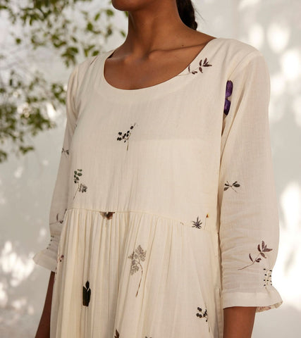 A Model Wearing Multicolor,Pure Cotton Botanical Dress curated by Only Ethikal