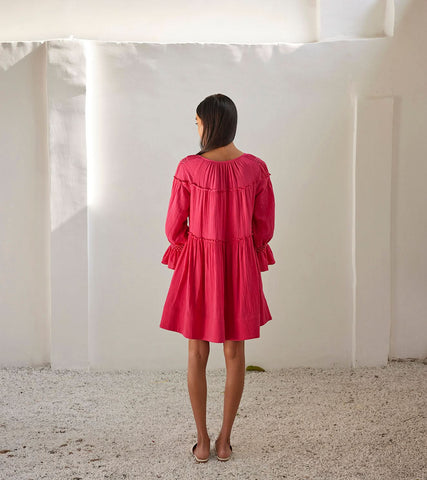 A Model Wearing Pink Pure Cotton Sweet Melody Dress curated by Only Ethikal