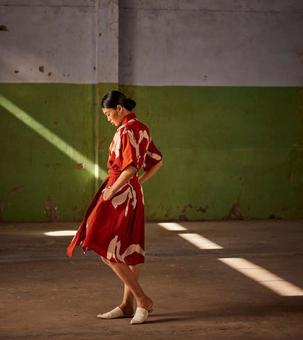 A Model Wearing Multicolor,Pure Cotton Watermelon Sugar curated by Only Ethikal