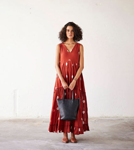 A Model Wearing Multicolor,Pure Cotton Earthen Hues curated by Only Ethikal