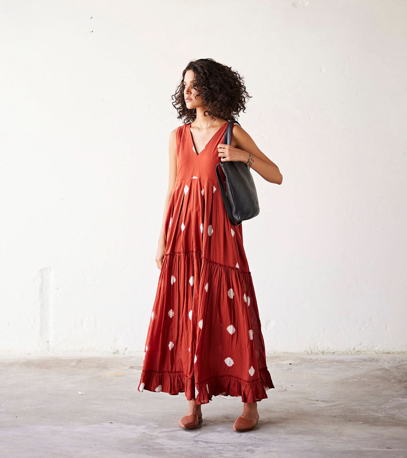 A Model Wearing Multicolor,Pure Cotton Earthen Hues curated by Only Ethikal