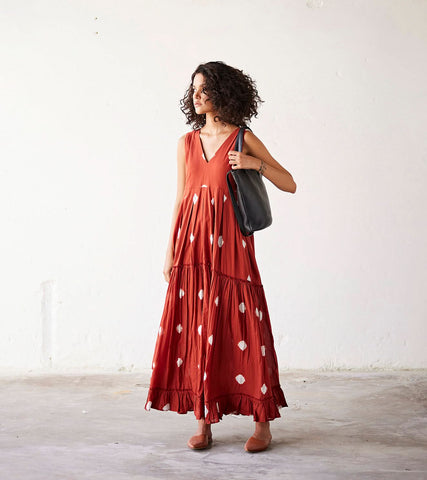 A Model Wearing Multicolor,Pure Cotton Earthen Hues curated by Only Ethikal
