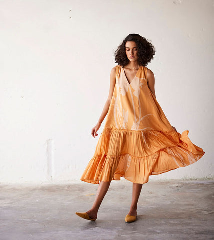 A Model Wearing Orange Pure Cotton Sun-Sational curated by Only Ethikal
