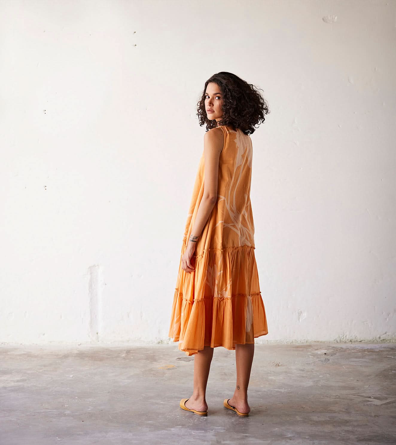 A Model Wearing Orange Pure Cotton Sun-Sational curated by Only Ethikal