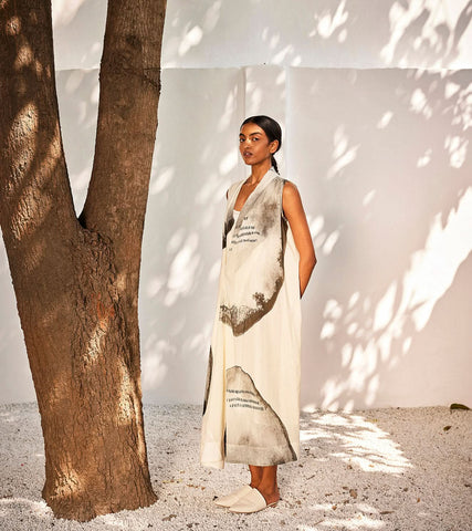 A Model Wearing Multicolor,Pure Cotton Starry Light Dress curated by Only Ethikal
