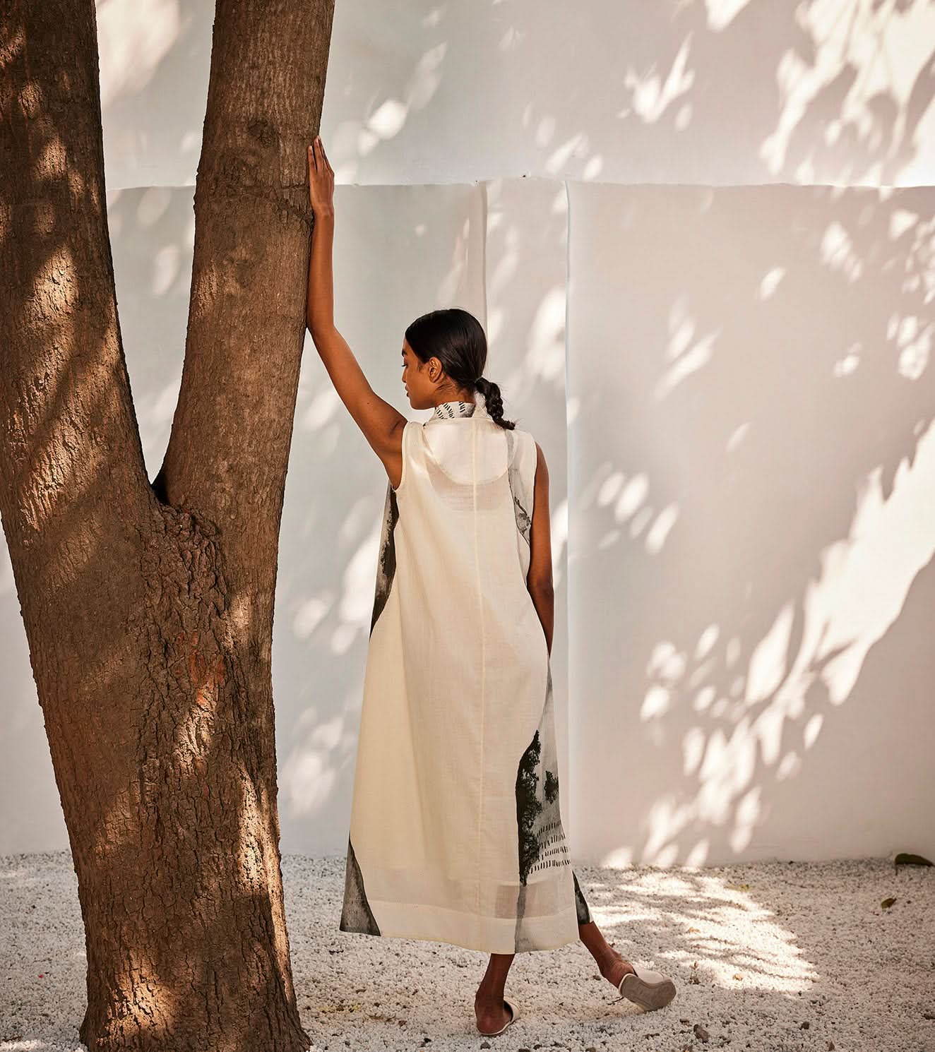 A Model Wearing Multicolor,Pure Cotton Starry Light Dress curated by Only Ethikal