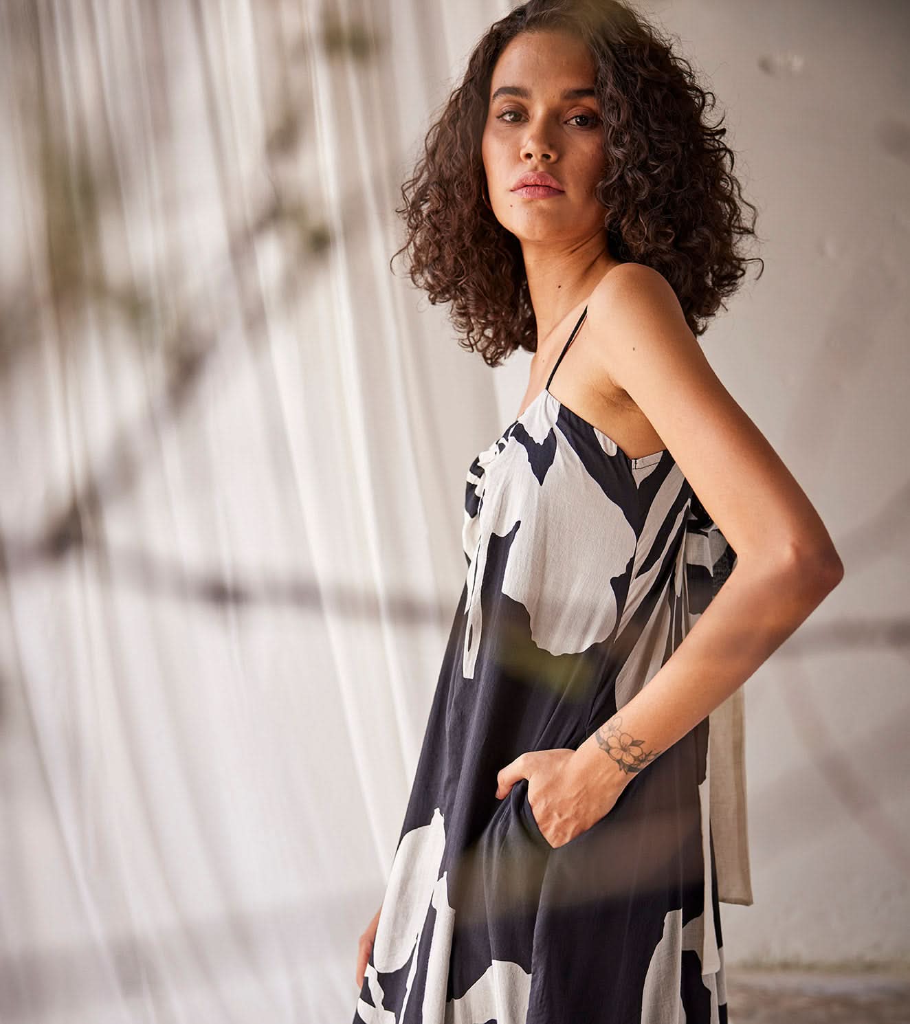 A Model Wearing Black Pure Cotton Summer Somewhere curated by Only Ethikal