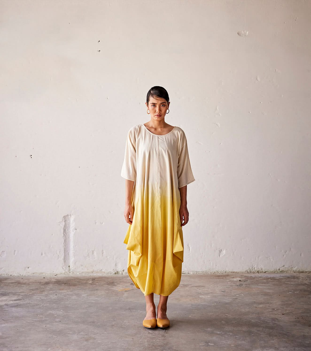 A Model Wearing Multicolor,Pure Cotton Golden days curated by Only Ethikal