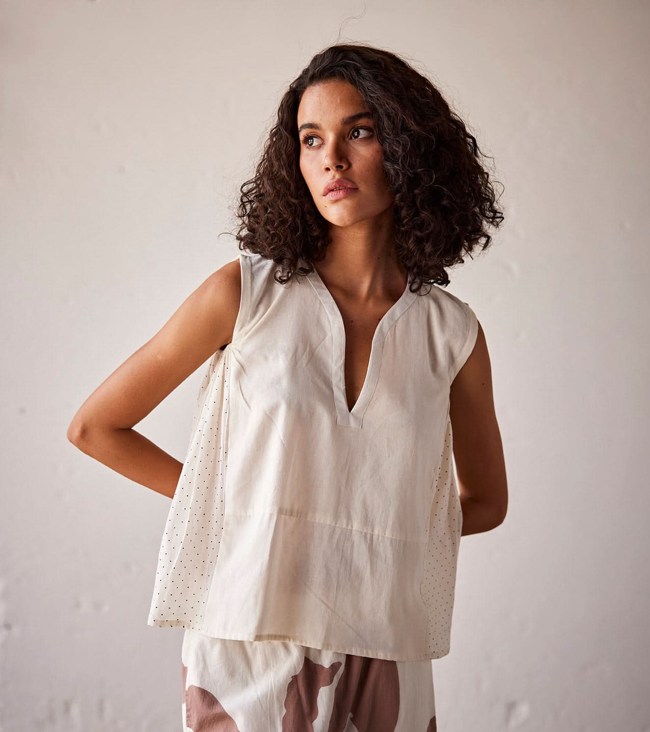 A Model Wearing White Pure Cotton Ivory Bloom curated by Only Ethikal