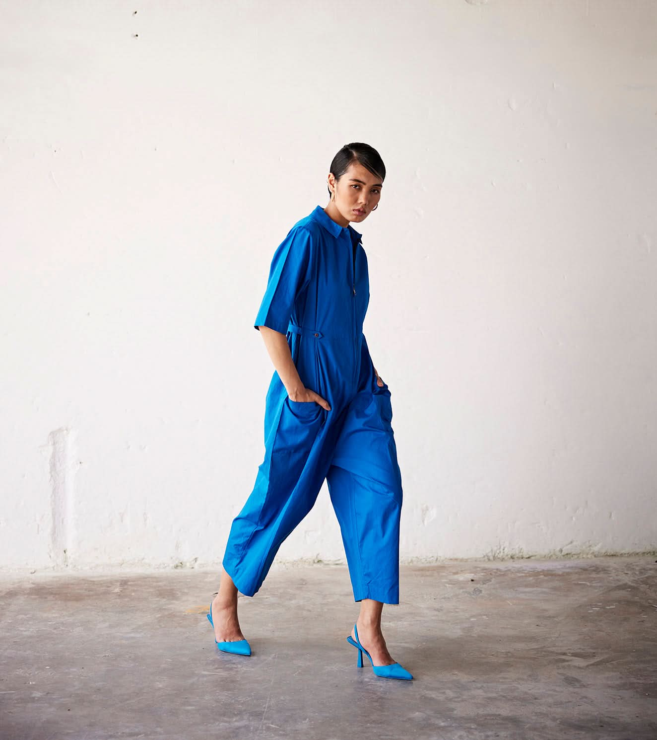 A Model Wearing Blue Pure Cotton Summer Nights curated by Only Ethikal