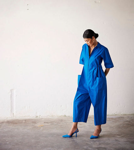 A Model Wearing Blue Pure Cotton Summer Nights curated by Only Ethikal