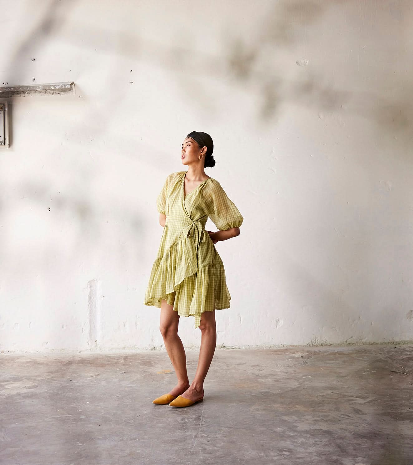 A Model Wearing Green Cotton Olive You curated by Only Ethikal