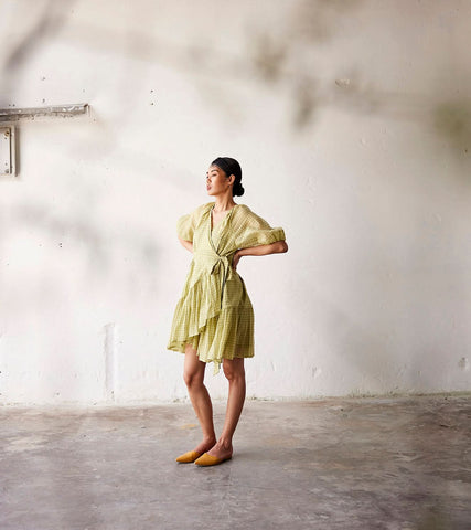 A Model Wearing Green Cotton Olive You curated by Only Ethikal
