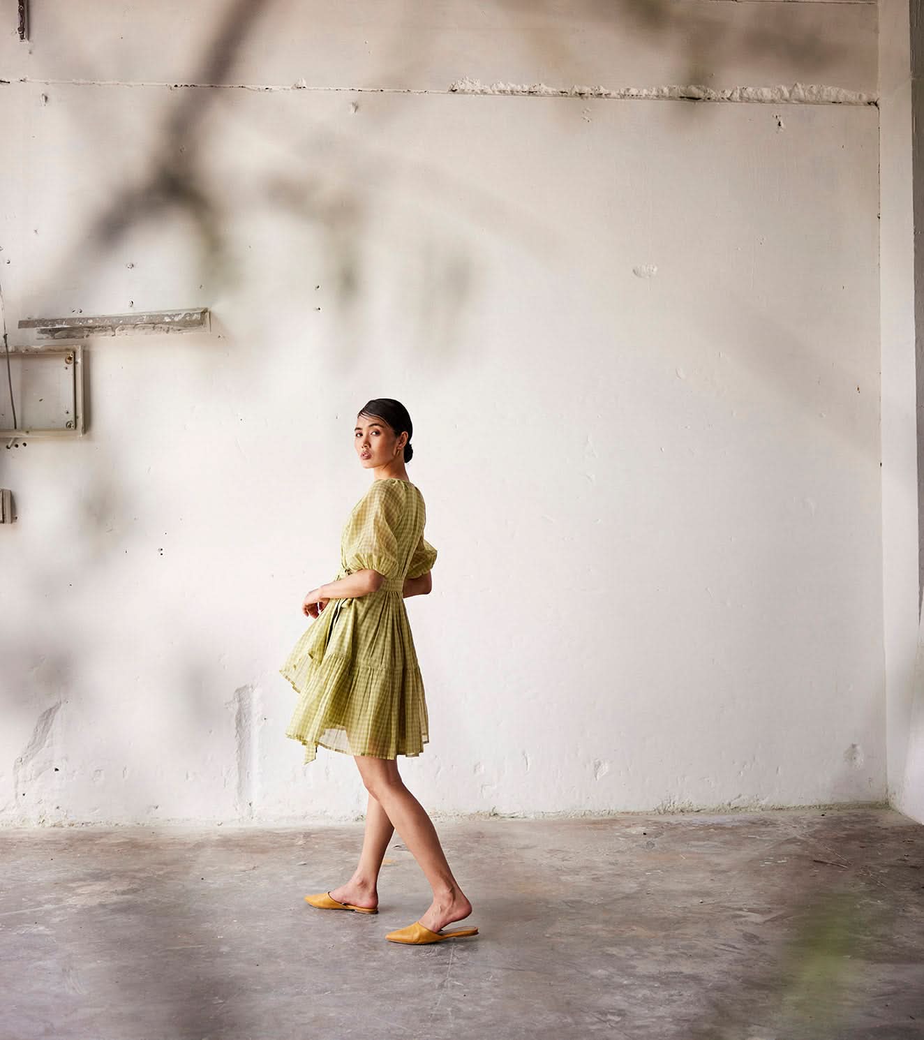 A Model Wearing Green Cotton Olive You curated by Only Ethikal