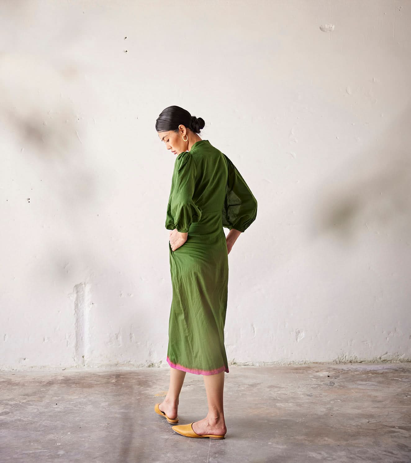 A Model Wearing Green Pure Cotton Tree House curated by Only Ethikal