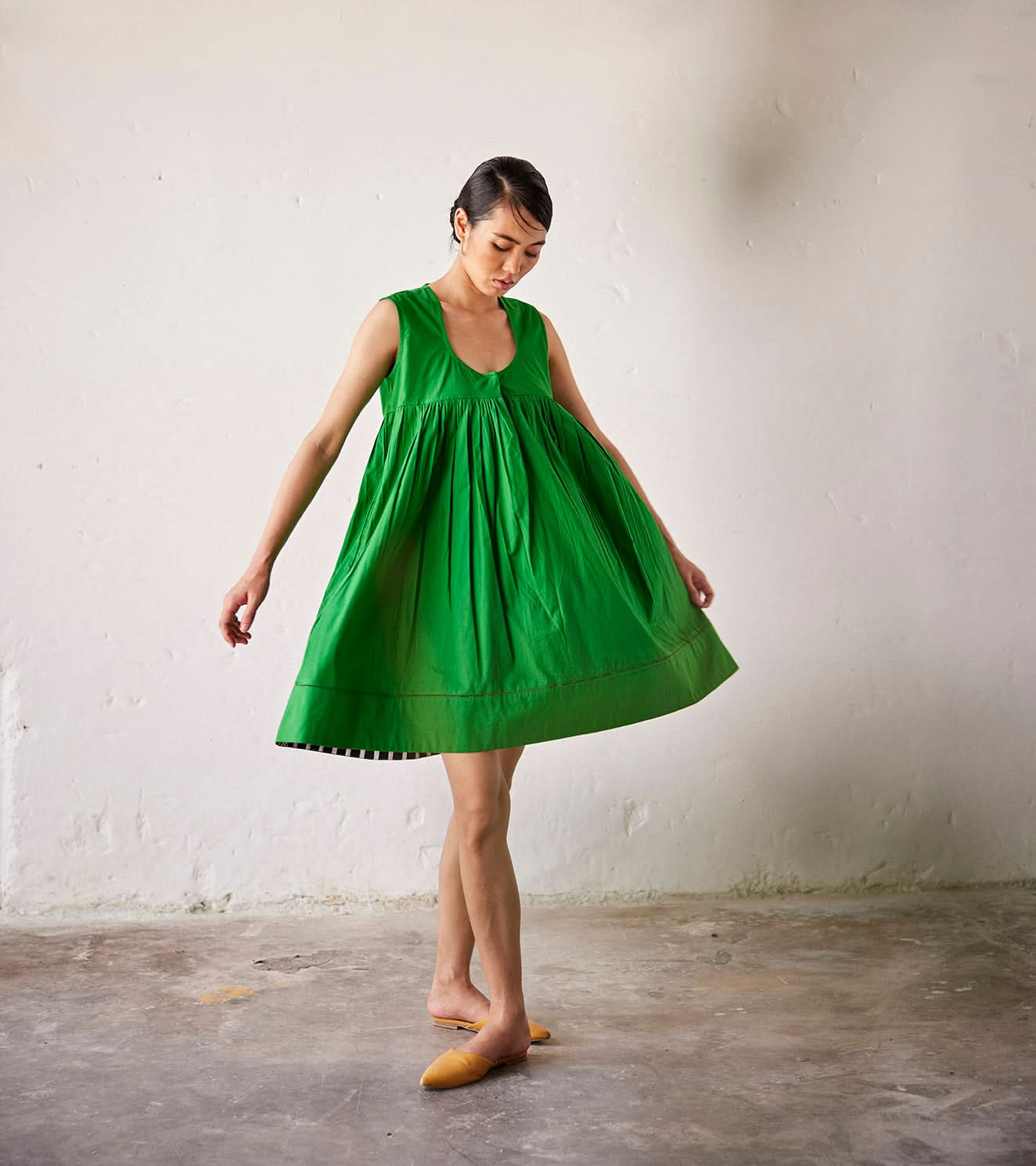 A Model Wearing Green Pure Cotton Kiwi curated by Only Ethikal