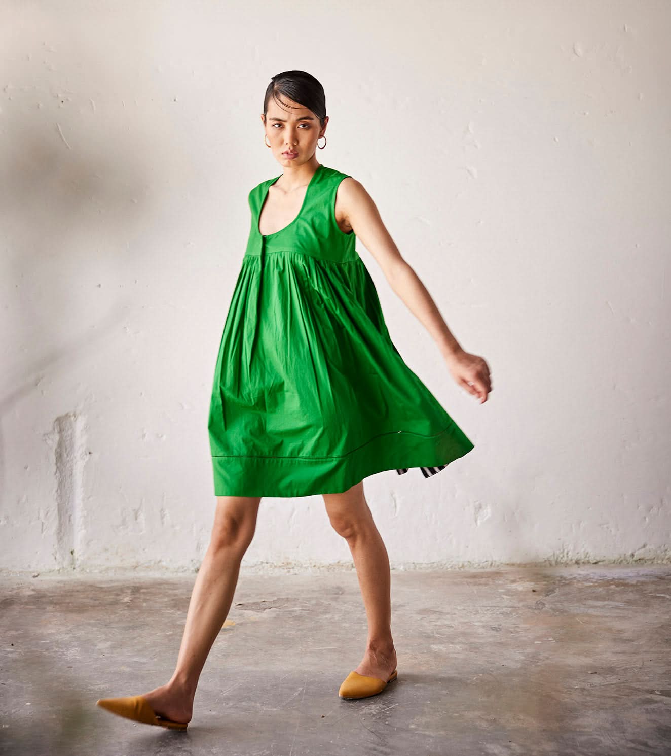 A Model Wearing Green Pure Cotton Kiwi curated by Only Ethikal