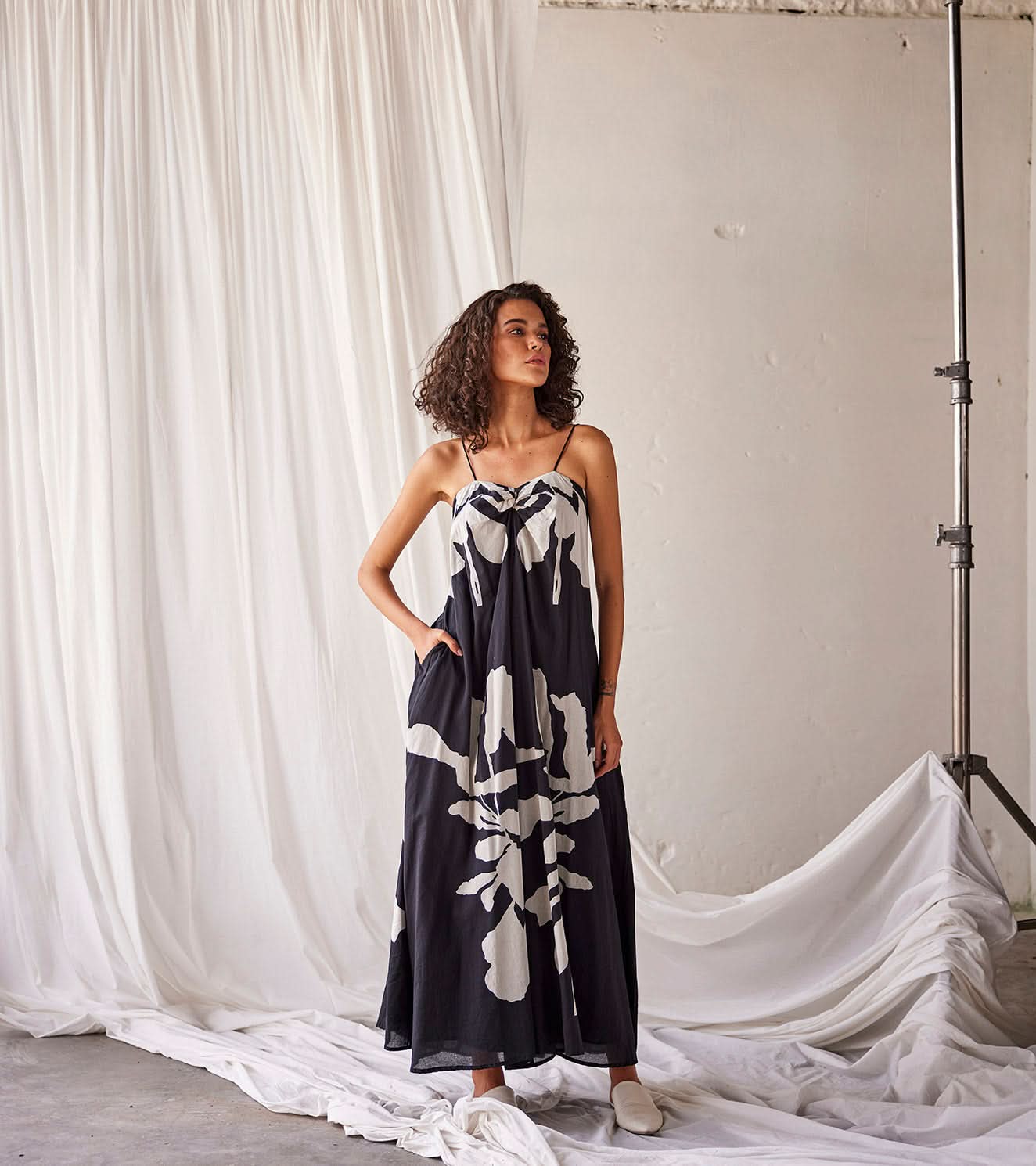 A Model Wearing Black Pure Cotton Summer Somewhere curated by Only Ethikal