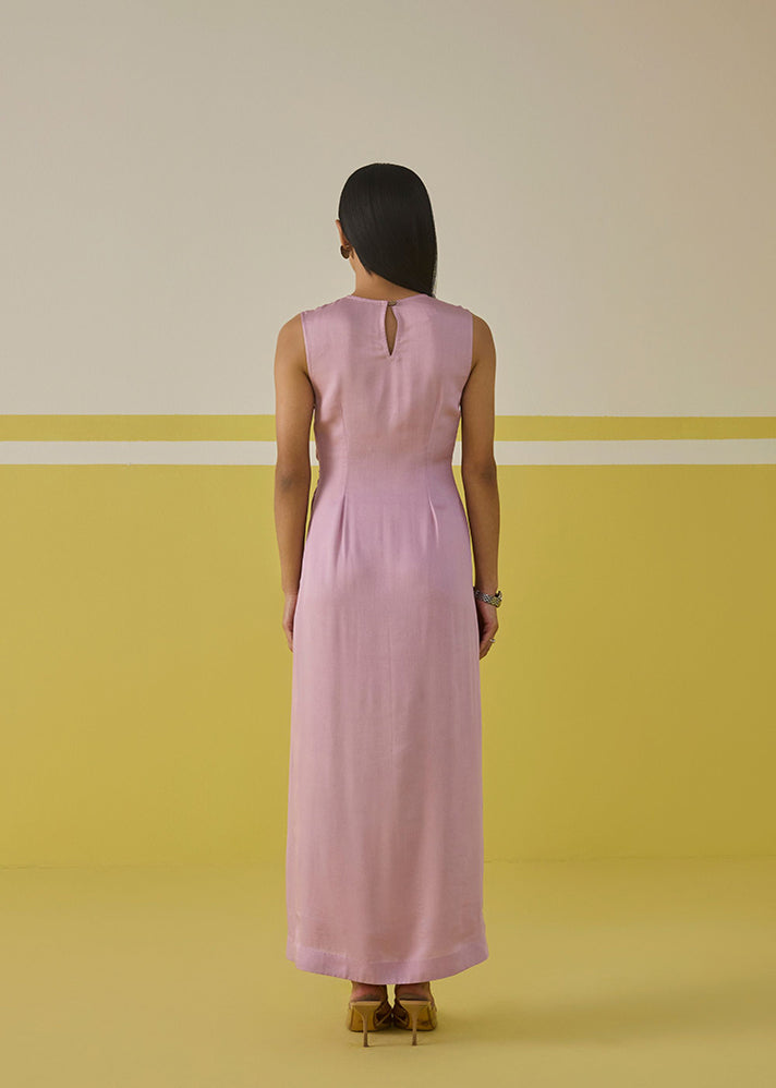 A Model Wearing Multicolor Lavender Blossom Tencel Knotted Dress , curated by Only Ethikal