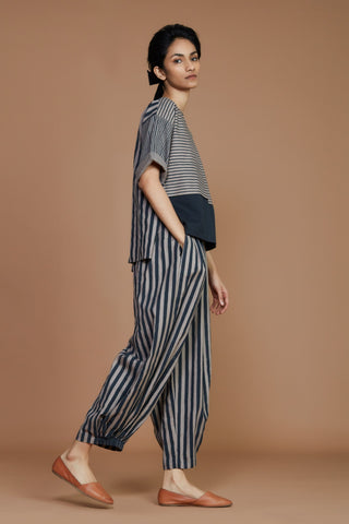 Grey With Charcoal Striped Cb Ekin Co-Ord Set