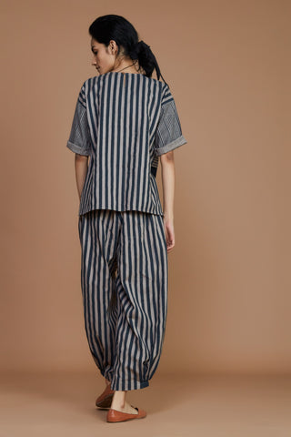 Grey With Charcoal Striped Cb Ekin Co-Ord Set
