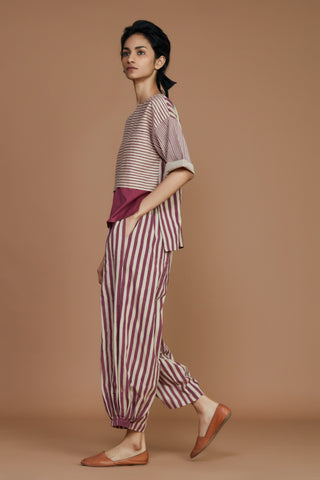 Ivory With Mauve Striped Cb Ekin Co-Ord Set