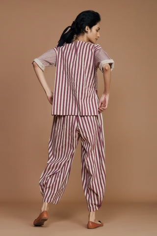 Ivory With Mauve Striped Cb Ekin Co-Ord Set