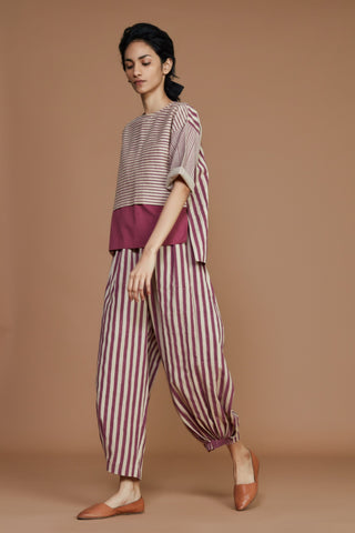 Ivory With Mauve Striped Cb Ekin Co-Ord Set