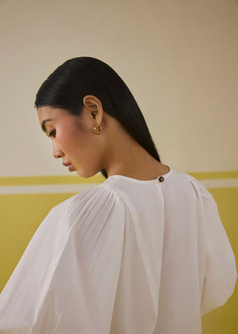A Model Wearing Multicolor Organic Cotto Poplin Sunshine Beach Organic Cotton Top, curated by Only Ethikal