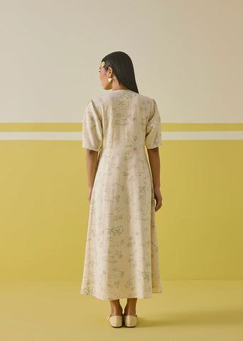 A Model Wearing Multicolor Handwoven Kala cotton Sunshine Garden Kala Cotton Maxi Dress, curated by Only Ethikal