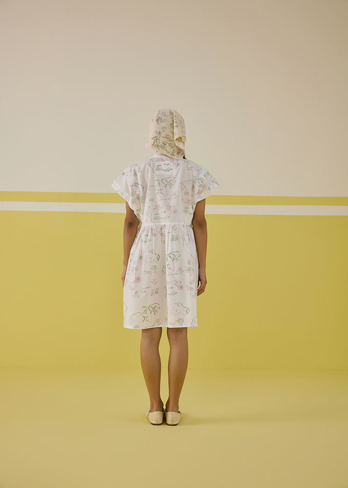 A Model Wearing Multicolor Poplin Sunshine Heart Organic Cotton Dress, curated by Only Ethikal