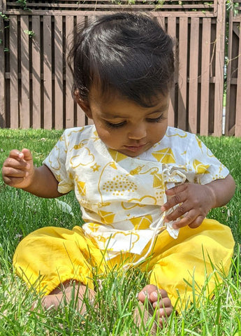 Unisex Organic Patang Angarakha With Yellow Pants