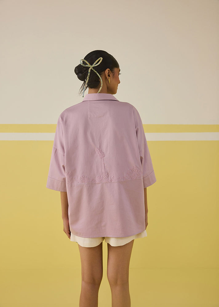 A Model Wearing Organic Cotton satin Wild Sunshine Heart Organic Cotton Classic Shirt, curated by Only Ethikal